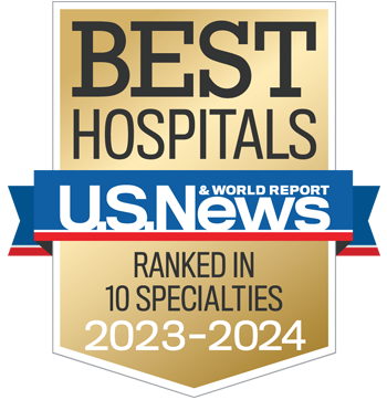 2023-24 US News and World Report Best Hospitals Survey Keck Medicine of USC Ranked in 10 Specialties Badge